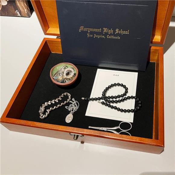 Old World Wooden Treasure Box with Brass Latch (Light Cherry Finish) - Picture 2 of 7